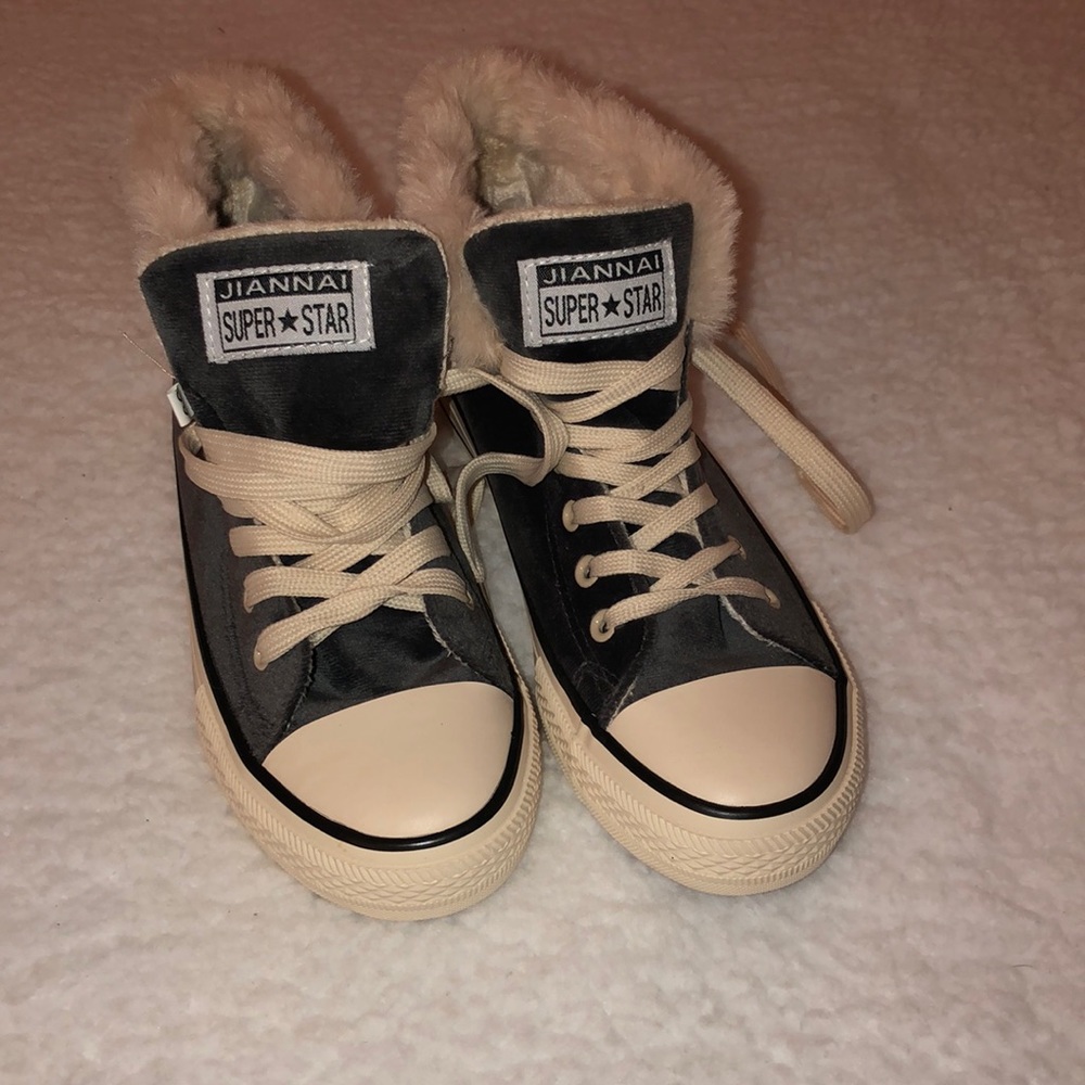 Girls fuzzy high top shoes